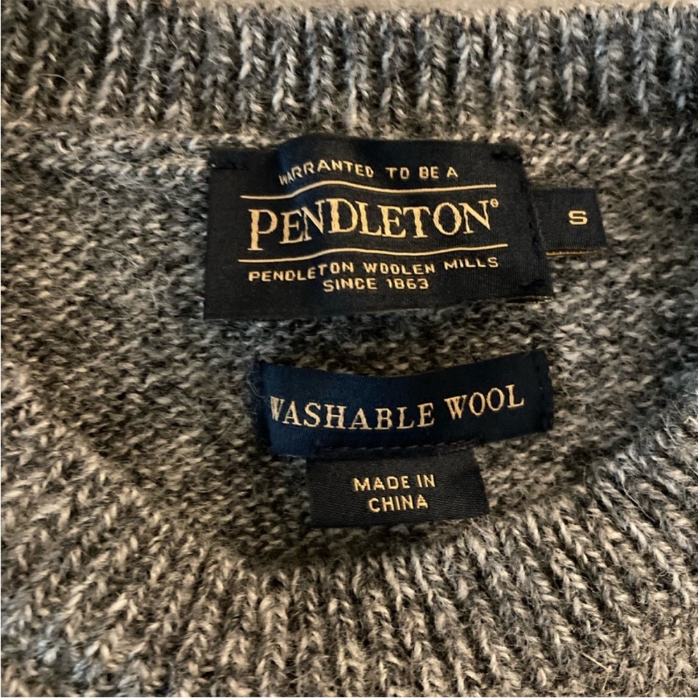 Pendleton Washable Wool Crew Neck Gray Sweater Si… - image 2